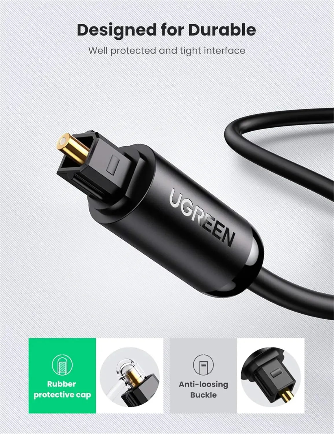 Ugreen Toslink Optical Audio Black 2M 70892