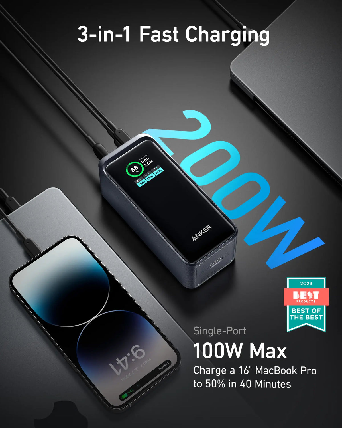 Power Bank Anker 20000mAh 100W INPUT 200W A13360B1