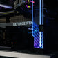 Cooler Master Atlas ARGB GPU support bracket with vibrant RGB lighting and adjustable stand