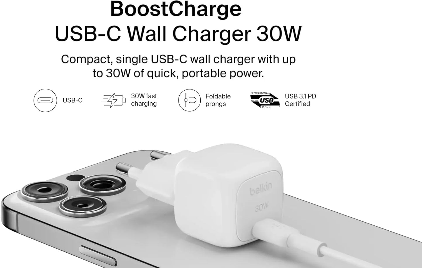 Belkin 30W USB-C Cube Wall Charger with PPS