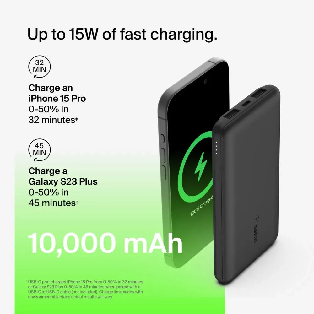 Belkin 10K Power Bank USB-C 15W Dual USB-A