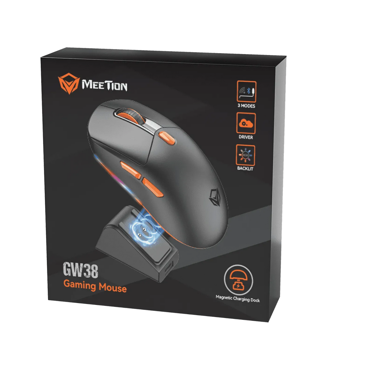 Meetion Air GW38 PAW3104 With Charging Base Rechargeable Wireless And Bluetooth Mouse